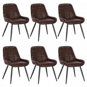 promo WOLTU Lot de 6 Chaises de Salle à Manger, Chaises Relaxantes en Simili Cuir, Chaises Scandinaves Ergonomiques avec Dossier pour Salon, Salle de séjour, Cuisine, Chambre, Marron foncé, BH332dbr-6