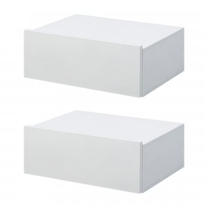 promo HOMCOM Lot de 2 Tables de Chevet murales - Lot de 2 Tables de Nuit - tiroir Coulissant, Plateau - Panneaux Particules Blanc