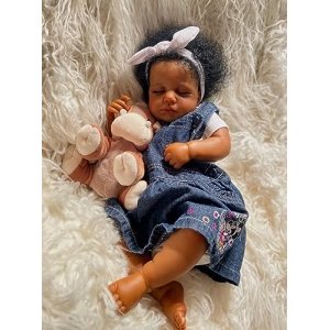 promo Pinky Reborn 20 Pouces 50cm Peau Noire Afro Américaine Poupée Reborn Réaliste Bebe Fille Jouets