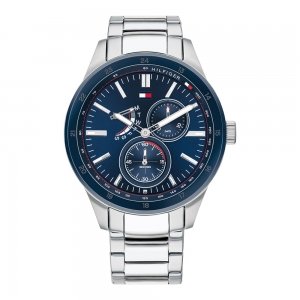 promo Tommy Hilfiger Montre Analogique Multifunction à Quartz pour homme avec Bracelet en Acier Inoxydable argenté - 1791640