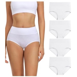 promo wirarpa Culottes Femmes Coton Taille Haute sous-vêtements Slip Elasticité Boxer Femme Ventre Plat Lot de 4 Blanc Taille XXXXXL