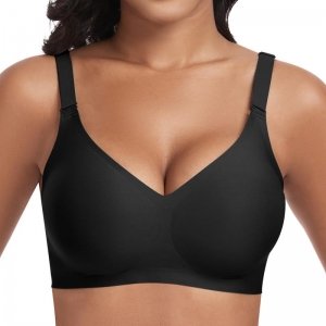 promo Jiuday Soutien Gorge sans Armature Grande Taille Soutiens-Gorge Femme Push Up Rembourré Soutien Gorge sans Complexe Brassiere Classiques Comfit Generous (Noir,XL)