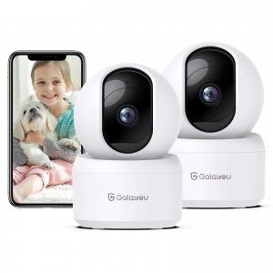 promo GALAYOU 2k Caméras de Surveillance intérieure Détection Humaine AI Suivi Intelligent 360° WiFi sans Fil Compatible avec Alexa&Google Home Sirène pour Bébé/Animaux Chien G2 (2p)