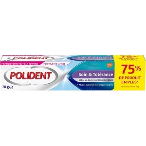 promo Polident Crème Fixative pour Prothèses Dentaires Partielles/Complètes Soin & Tolérance 70 g