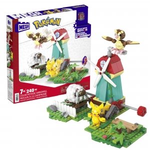 promo MEGA Pokémon Coffret Moulin à la Campagne, Jeu De Briques De Construction pour Enfants Et Adultes, Figurine Pikachu, Roucool Et Moumouton, 240 Pièces, Jouet pour Enfant de 7 Ans et Plus, HDL86