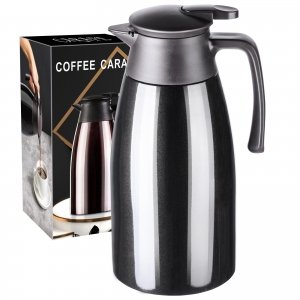 promo PARACITY Carafe à café thermique avec doublure en céramique, 1,9 l, carafes à café isolées en acier inoxydable pour garder le chaud, les thermos à thé/café pour café/eau chaude/thé/boissons chaudes