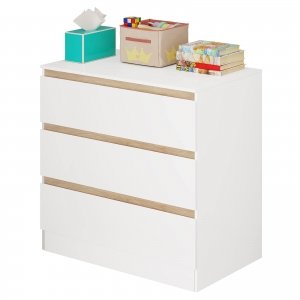 promo WOLTU Commode à 3 Tiroirs, Armoire Blanche, Commode avec Tiroirs, Commode Scandinave, Meuble de Rangement pour Chambre à Coucher, Salon, Entrée, Salle de Bains, 80 x 78 x 48 cm, WT002