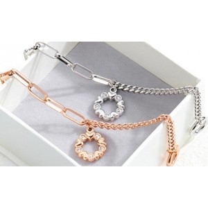 promo Bracelet d amour à bascule incrusté avec des cristaux Swarovski Eira Wen : Or rose