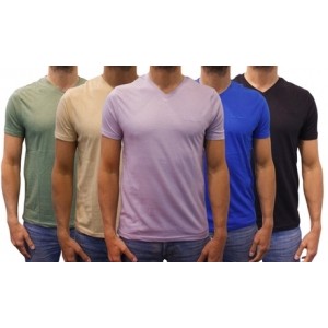 promo T-shirt de couleur avec col V de la marque Pierre Cardin : Rose / M