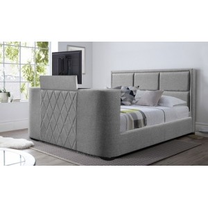 promo Lit Palace TV avec meuble TV intégré : 180 x 200 cm / Gris foncé / Sans matelas