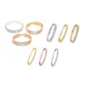 promo Bracelet avec cristaux Swarovski® : 2 3 et 5 rangées / Argent / 3