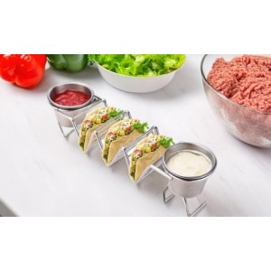 promo Support à tacos en acier inoxydable avec 2 tasses Herzberg
