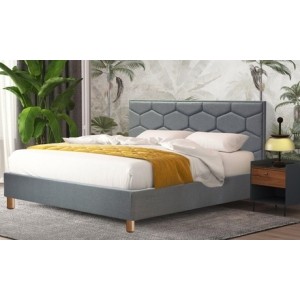 promo Lit Brodway en tissu Sampur : Gris foncé / 200 x 200 cm / Sans matelas