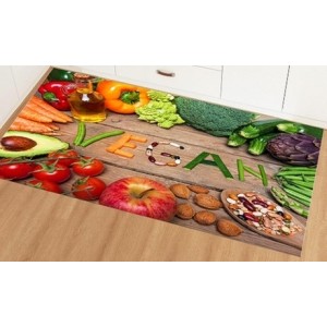 promo Tapis de cuisine antidérapant avec imprimé VEGAN : 80 x 130 cm