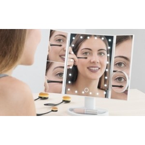 promo Miroir de maquillage à LED : Miroir grossissant avec LED 4-en-1