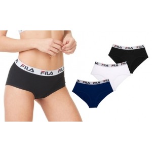 promo Lot de 3 shortys Fila en coton pour femme de Fila : Noir blanc et gris / L