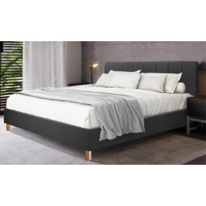 promo Lit fixe Alhambra avec matelas en option : 200 x 200 cm / Gris foncé / Lit + matelas Cosmos