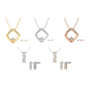 promo Ensemble de bijoux Eira Wen® : Cristal solitaire / Rose doré