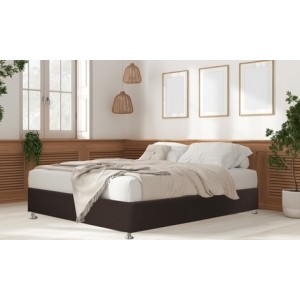 promo Cadre de lit Sampur ergonomique en similicuir matelas en option : 140 x 200 cm / Chocolat / Sans matelas