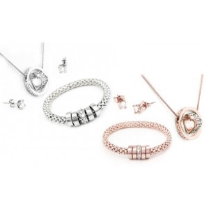 promo Ensemble de 3 bijoux Mia ornés de cristaux Swarovski® : Argent - or rose / Sans boîte cadeau / x 2