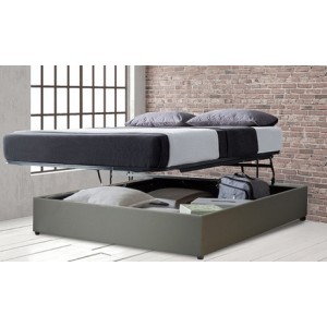 promo Lit coffre : 180 x 200 cm / Gris / Sans matelas