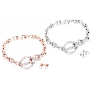 promo Ensemble bracelet et boucles d oreilles Jorla avec des cristaux Swarovski® : 1 / Rose