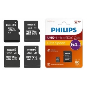 promo Carte mémoire Philips micro SDHC/XC : 8Go CL10 + Adaptateur / 2