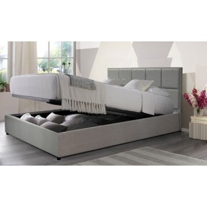 promo Lit coffre Florence tissu matelas Cosmos en option : Gris foncé / 180 x 200 cm / Sans matelas