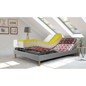 promo Lit de relaxation électrique Sampur : 140x190 cm (2x70x190) / Gris clair / Sans matelas