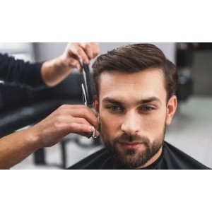 promo Shampoing soin coupe coiffage et entretien barbe (taille rasage à la lame)