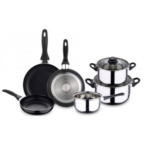 promo Ensemble de casseroles et poêles antiadhésives de Wellhome : Poêles 16 + 20 + 24 cm