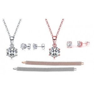 promo Parure de bijoux fabriquée avec des cristaux Swarovski® : 2 / Or rose + Argent