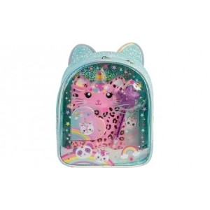 promo Sac à dos à paillettes de 24 cm avec set de papeterie chat-corne