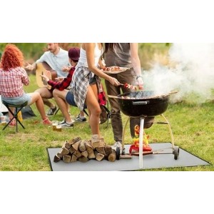 promo Tapis de sol pour barbecue tissu en fibre de verre : 80 x 100 cm / x1