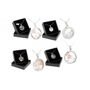 promo Collier avec pendentif orné de cristaux Swarovski® : 2 / Papillon + Arbre de vie / Avec coffret cadeau