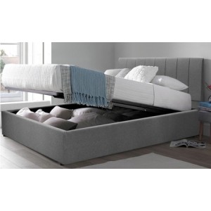 promo Lit coffre Barcelone tissu matelas Empereur en option : 140 x 190 cm / Gris clair / Avec matelas