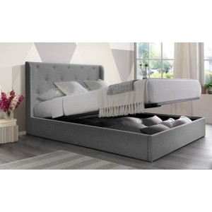 promo Lit coffre Curve en tissu de Sampur : 90 x 190 cm / Gris foncé