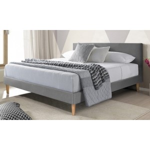 promo Lit Marquis : 140 x 190 cm / Tissu gris clair / Sans matelas