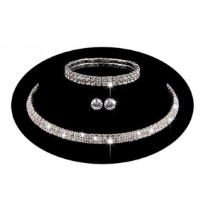 promo Ensemble de 3 bijoux Double Row ornés de cristaux Swarovski® : Avec étui à bouton / x 2