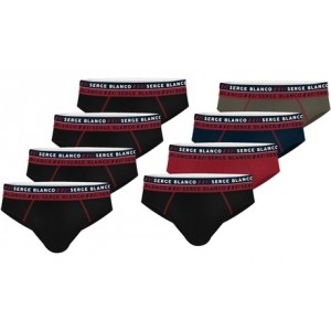 promo Lot de 4 slips Serge Blanco en coton : Noir / Taille M