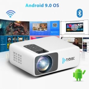 promo TROISC - Videoprojecteur Android 1080p Full HD WIFI 8000 Lumens Bluetooth Recopie L'écran 300" Max