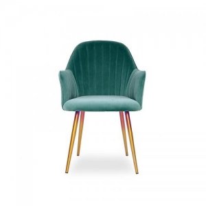 promo Meubler Design - Chaise de salle à manger velours pied or Skull - Vert