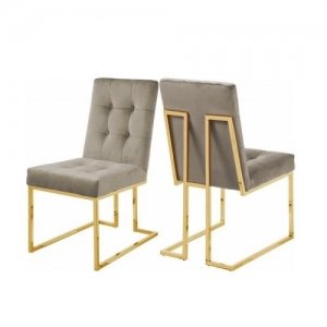 promo Meubler Design - Chaise - Fauteuil Luxuria Velours Pieds Or Ou Metal - Pied Or Velours Taupe